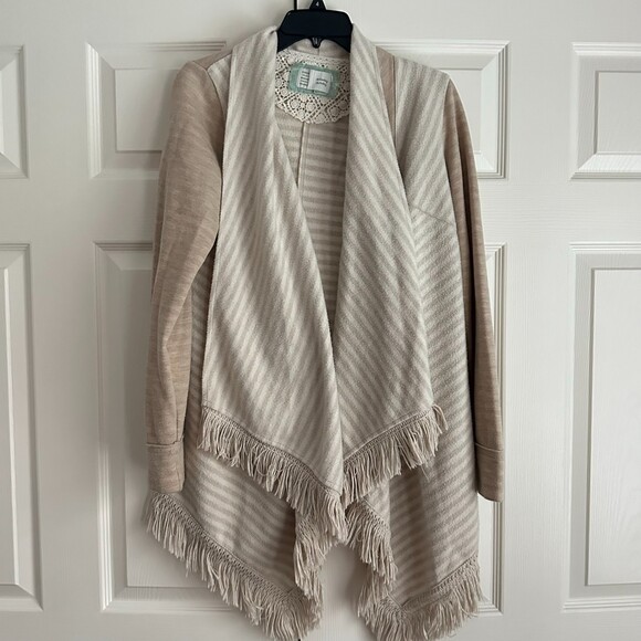Saturday Sunday Anthropologie Elise Blanket Open Cardigan Size M Cream Color - Picture 2 of 6